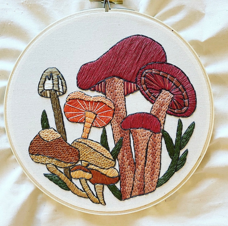 Embroidery Kit Mushroom Embroidery Kit Intermediate Etsy