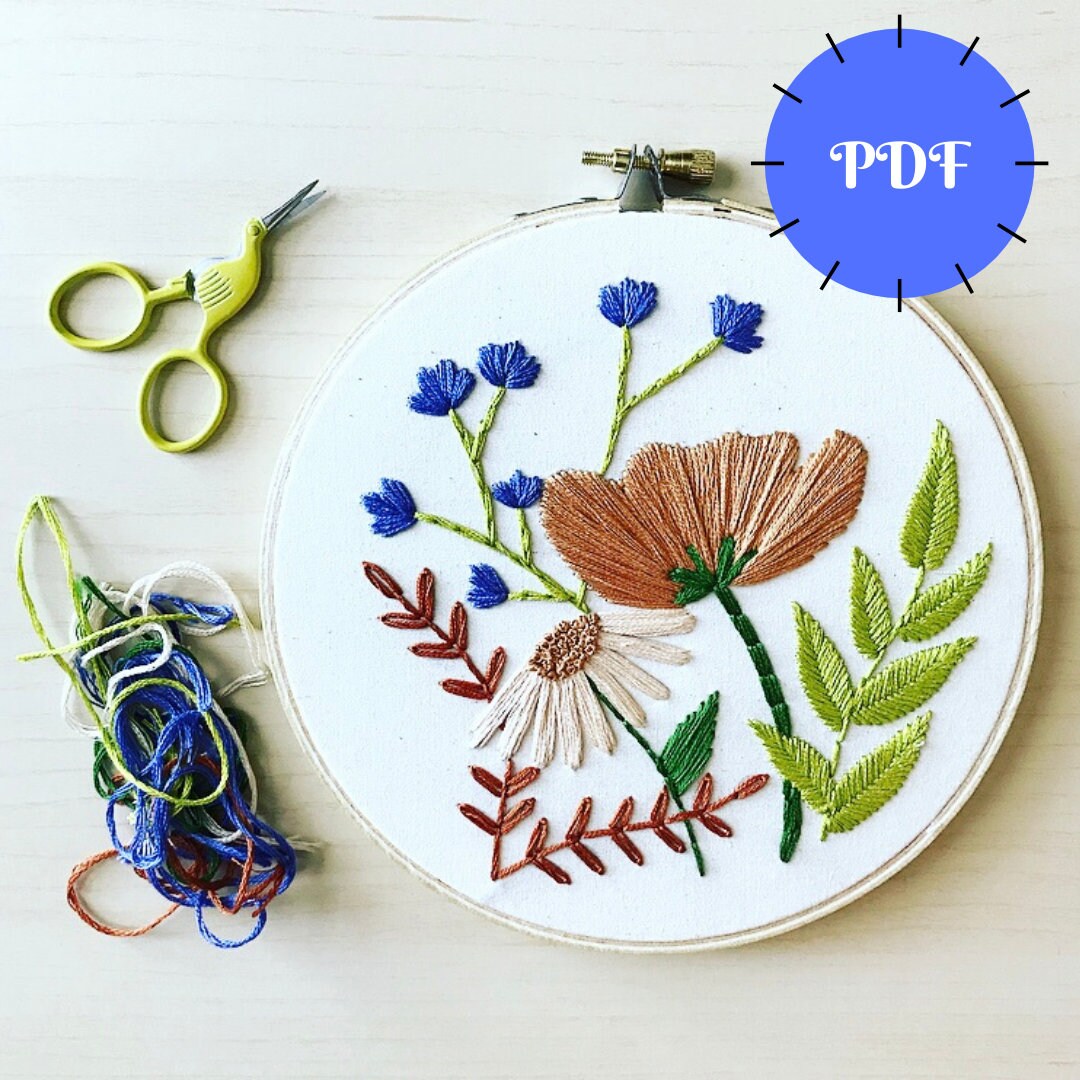 Embroidery Kit Floral Pattern Floral Kit DIY Floral Embroidery How
