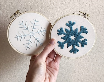 Embroidery Kit - Snowflake Embroidery Kit - Christmas Craft - Beginner Level - DIY Kit
