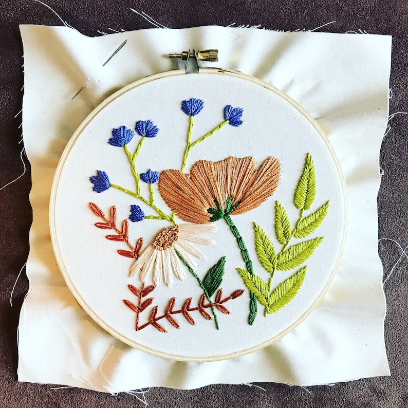 Embroidery Kit Floral Pattern Floral Kit DIY Floral Etsy Canada