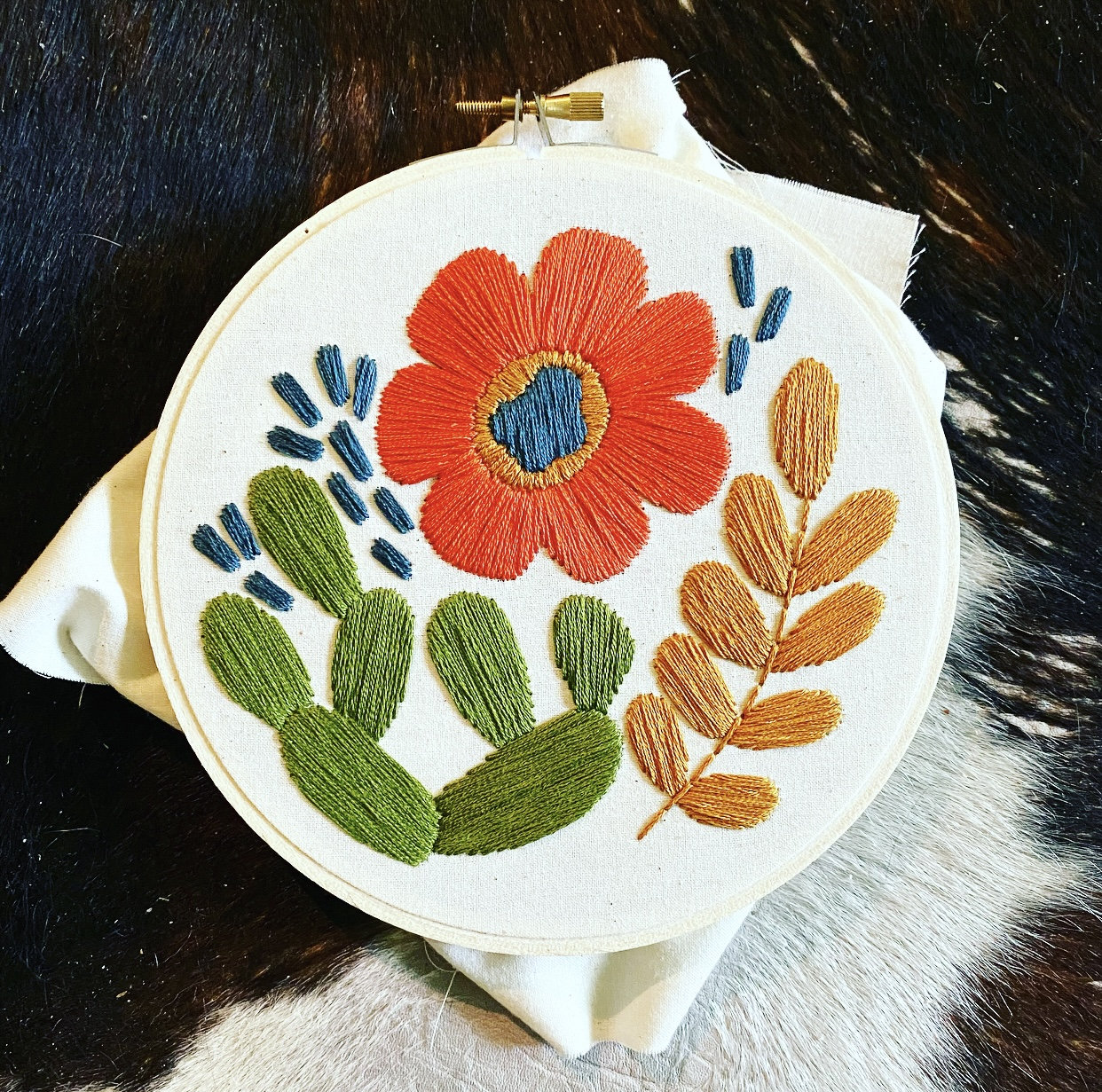Embroidery Kit - Floral and Prickly Pattern - Floral Kit - Cactus Embroidery - Embroidery How To - Beginner Level - Patterns and How To