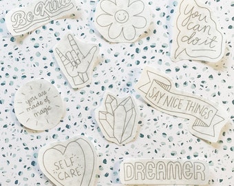 Motivational Stick and Stitch Embroidery Pack - DIY Embroidery - Stick On Embroidery Patches - Embroidery Transfers