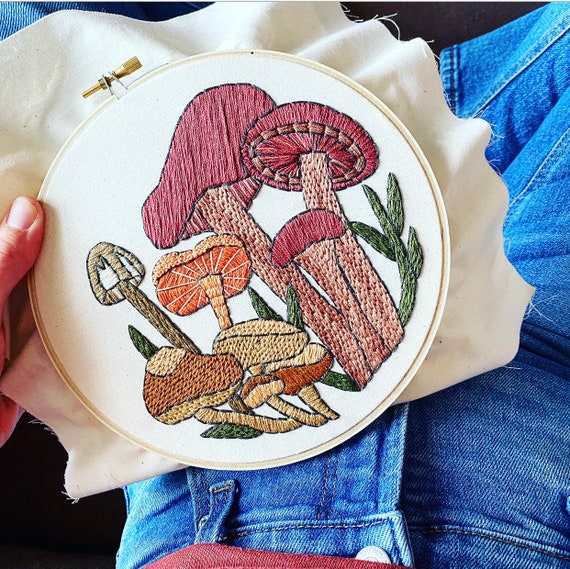 Mushroom Embroidery Digital Kit Beginner, Nature Embroidery PDF DIY KITS, Mushroom  Embroidery Diy Kit, Gift for Her, Fall Embroidery 