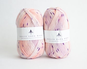 Yarn Destash- Hobbii Yarn- Dolce Sock Wool Dots-  Soft Pink (03)- Superwash Wool Polyamide Blend Yarn- Super Fine Yarn