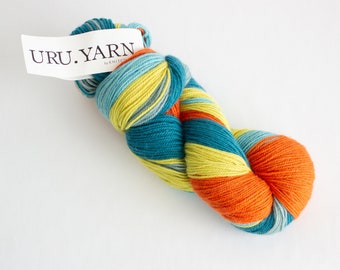 Yarn Destash- Knitcrate- Uru. Yarn- Pinwheel- Self Striping Yarn- Superwash Merino Silk Nylon Blend Yarn- Sport Weight