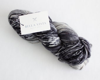 Yarn Destash- Bella Vista Knits & Fibers- Grayscale- Superwash Merino Nylon Yarn- Bulky Weight Yarn- Hand Dyed Yarn