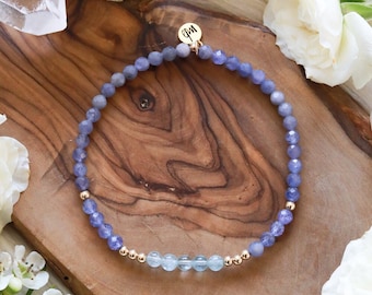 Blue Mystic Gemstone Bracelet | Tanzanite x Aquamarine for Tranquility and Harmony