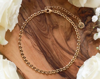 Isla Gold Anklet | Gold Plated Anchor Chain + a 14k Goldfilled Extender + Signature MB charm