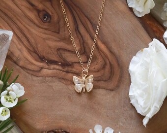 Butterfly Gold Necklace | 14k Goldfilled Dainty Chain + 14k Gold Plated Butterfly Charm