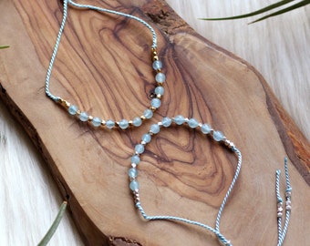 PEACE Aquamarine Intention Thread | Set an Intention with your Bracelet, Adorn Daily, When it Breaks Release it to the Universe