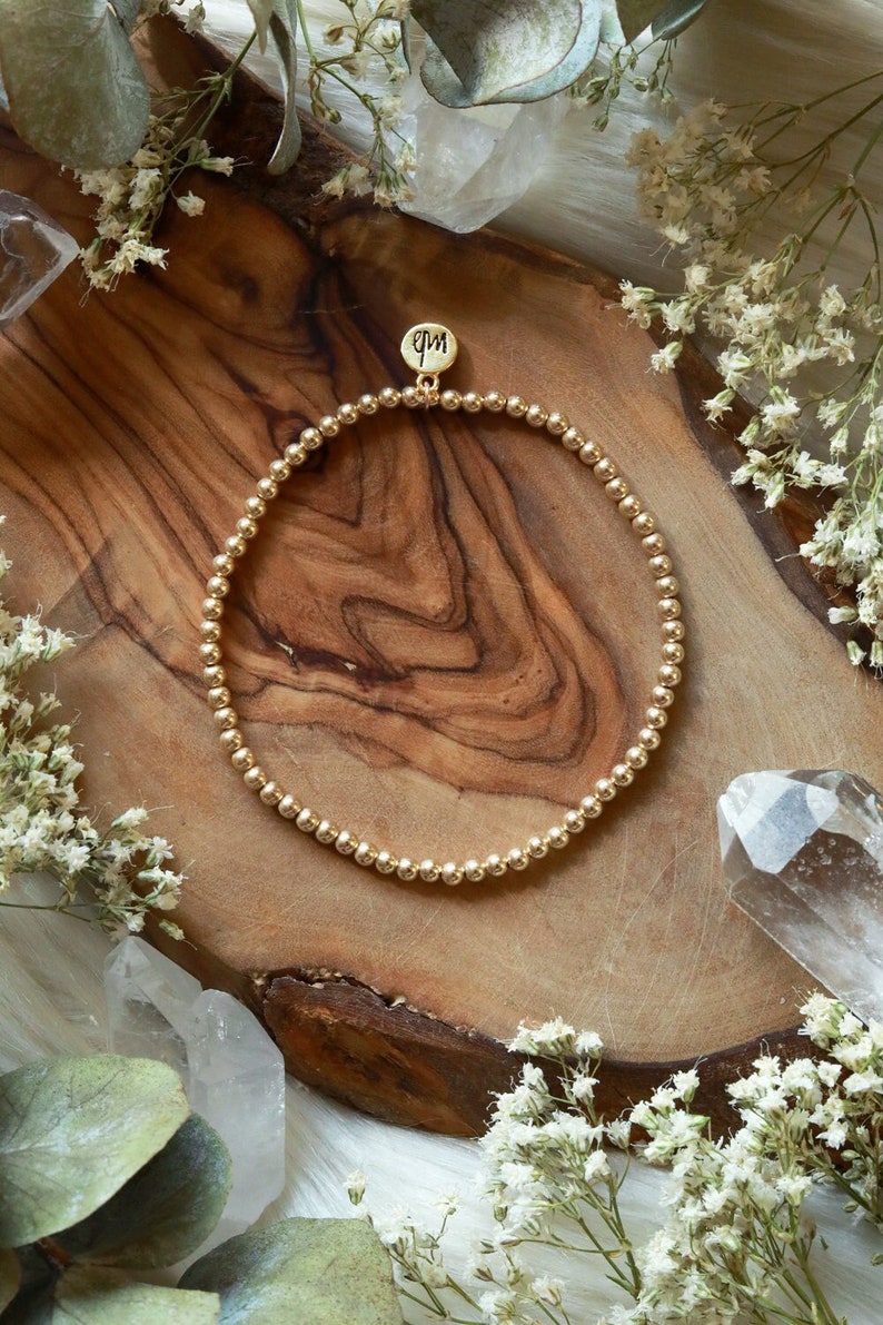 Golden Beaded Bracelet One Bracelet, Set of Two, or Stack of Three 14k Gold Filled Beads image 1