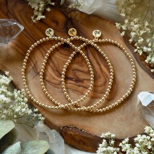 Golden Beaded Bracelet One Bracelet, Set of Two, or Stack of Three 14k Gold Filled Beads image 5
