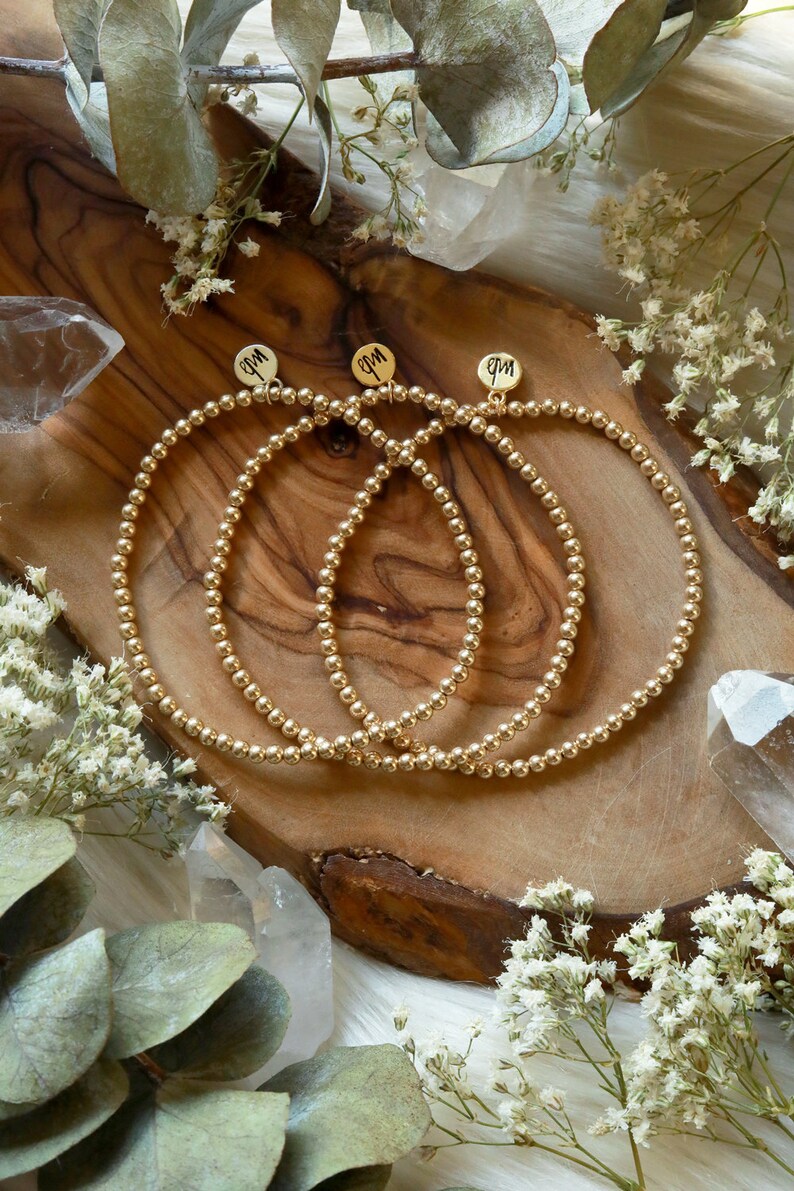 Golden Beaded Bracelet One Bracelet, Set of Two, or Stack of Three 14k Gold Filled Beads image 5