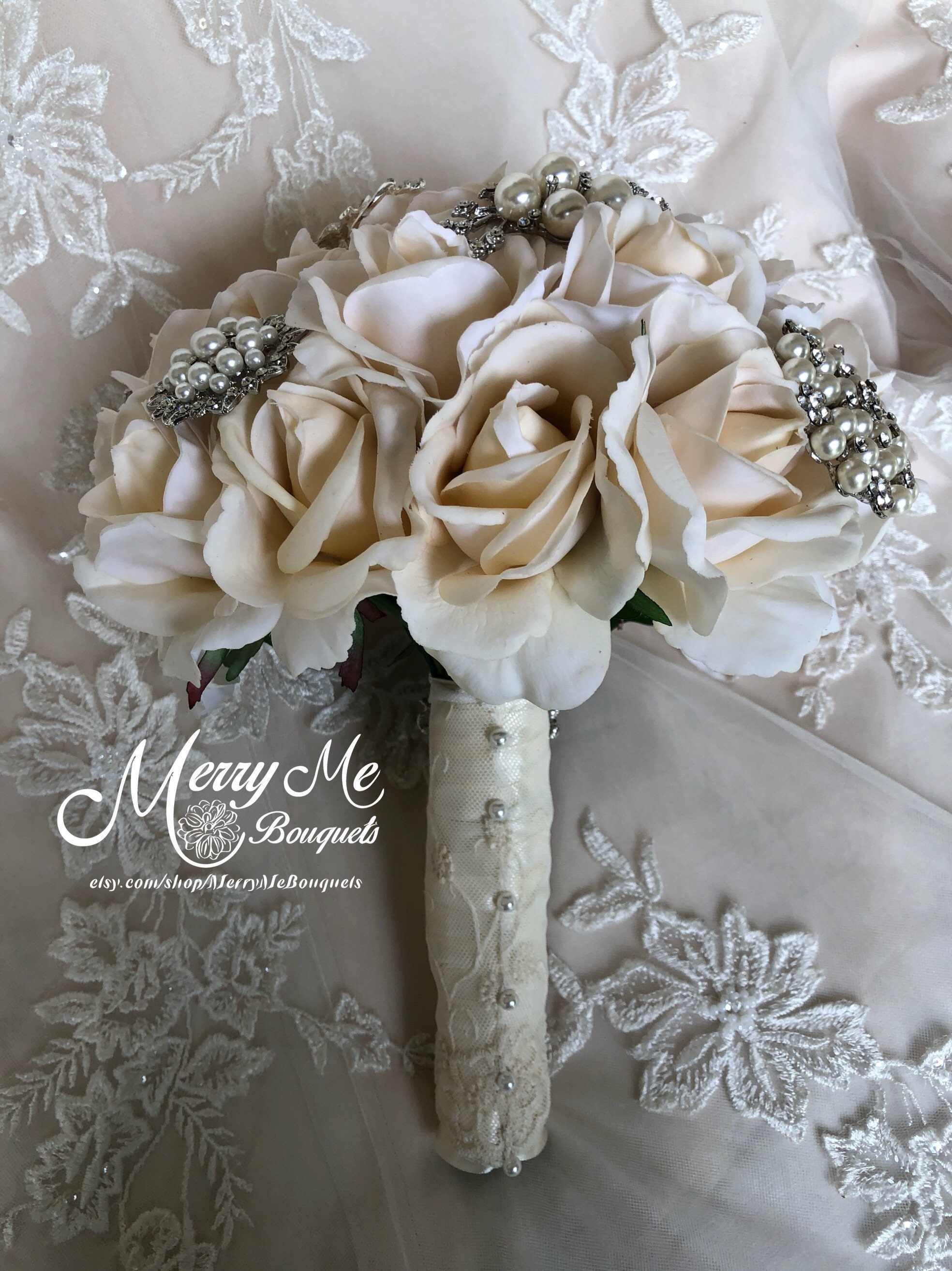 Ivory True Touch Rose Bouquet Ivory Bridal Bouquet True Etsy Canada