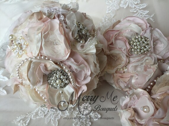 Fleur En Tissu Broche Bouquet Bouquet En Tissu Perle Et Tissu Broche Bouquet Bouquet De Fard à Joues Blush Et Bouquet Ivoire Blush Et Beige