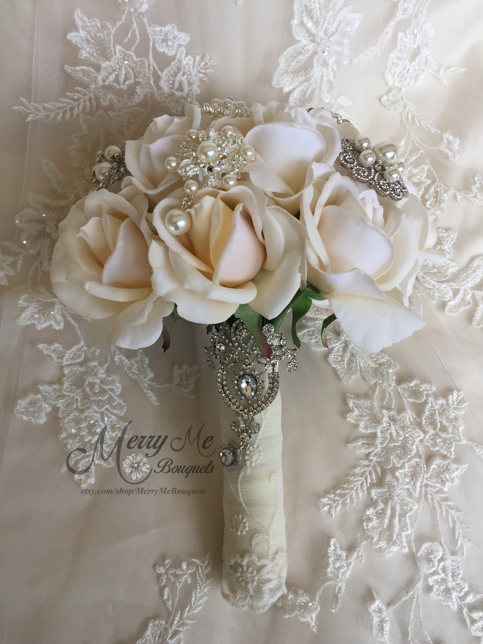 Ivory True Touch Rose Bouquet Ivory Bridal Bouquet True Etsy Canada