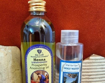 Henna oil Prosperity Anointing Oil 250 ml,8.5 fl.oz From Holy Land Jerusalem and Jordan river holy water 100 ml,3.4 oz