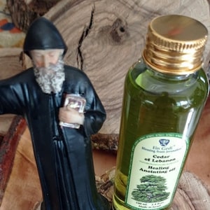 Anointing oil Cedar Of Lebanon 100 m,3.4 ozSt. Charbel Makhlouf  Maronite Catholic monk statue  10 cm high