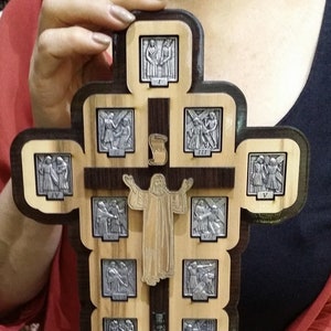 Via Delorosa 14 stations of the cross  wood cross on a stand  handmade in Jerusalem