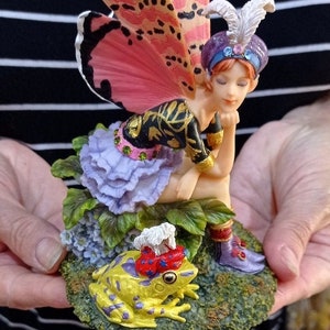 Schöne Figur Fee, Handgemalte Skulptur aus privater Sammlung, Schöne Vintage Kunstharz Kunst