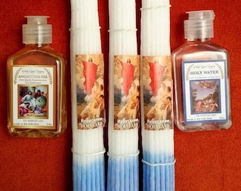 3 Jerusalem Candles  33 lited by Holy Fire in Church of the Holy Sepulchre,Frankincense Anointing oil,Holy water, 50 ml,1.69oz