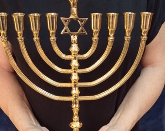 Jerusalem  ISRAEL brass copper HANUKKIA MENORAH Candle Holder