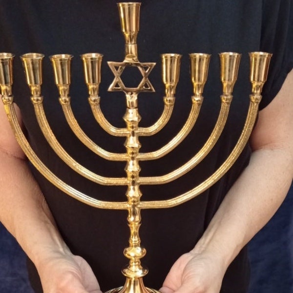 Jerusalem  ISRAEL brass copper HANUKKIA MENORAH Candle Holder