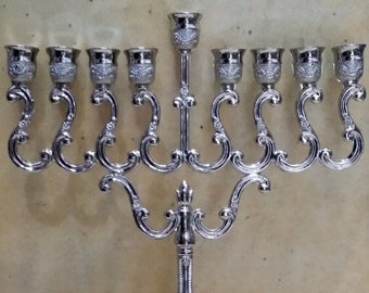 Menorah 9 branches Hanukkia Hanuka special Jerusalem design. 20 cm,7.8'