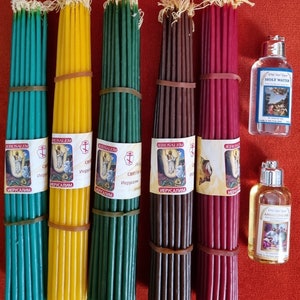 5 Beeswax Candles  Jerusalem 33 bundle Pure candles , blessed  and lit in Holy Sepulchre church Jerusalem+holy water and Anointing oil 50 ml