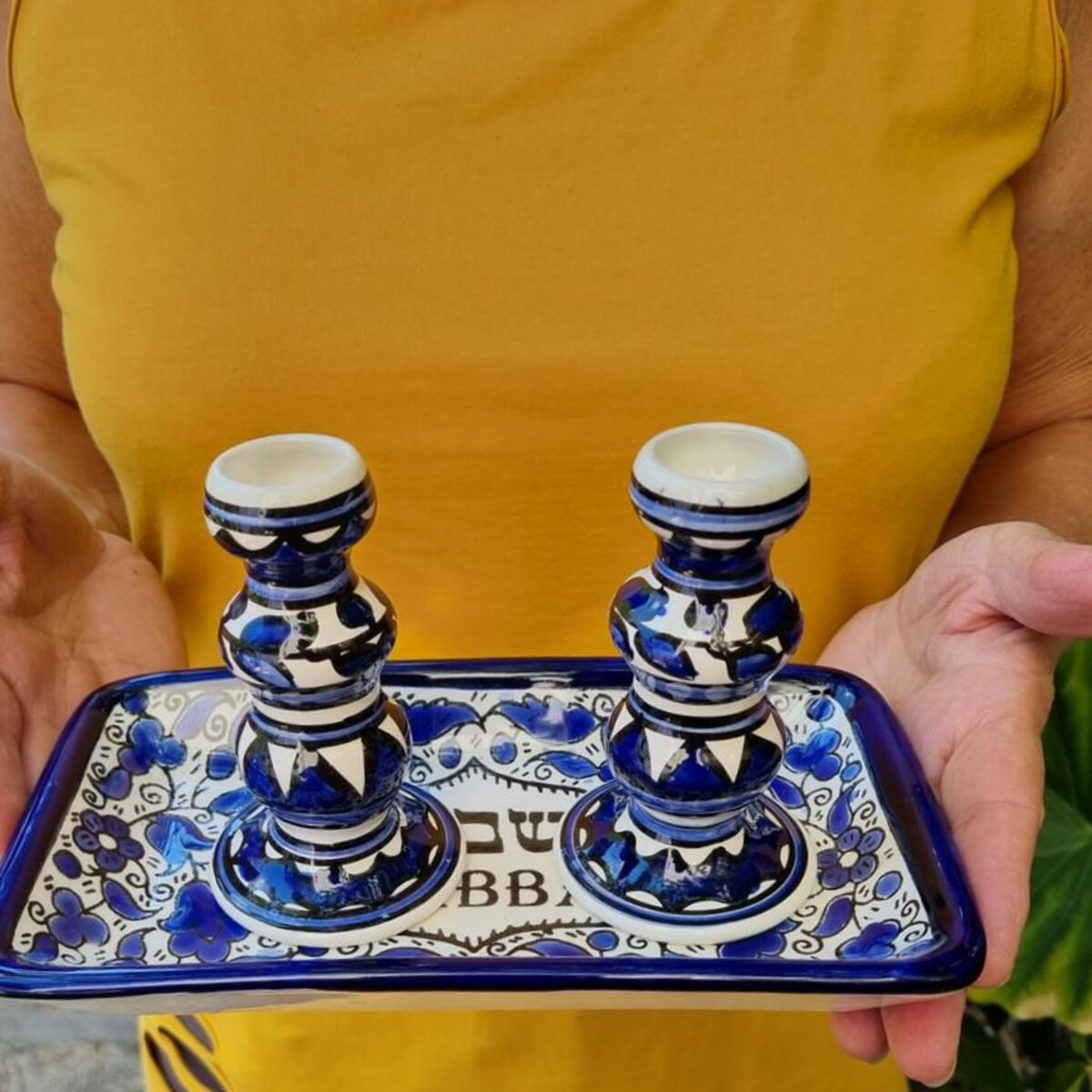Shabbat Candles Holder and Tray