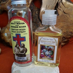 Anointing Oil from holy sculpture Jerusalem 50 ml,1.7oz,Holy Jordan river water 100ml. 3.4oz