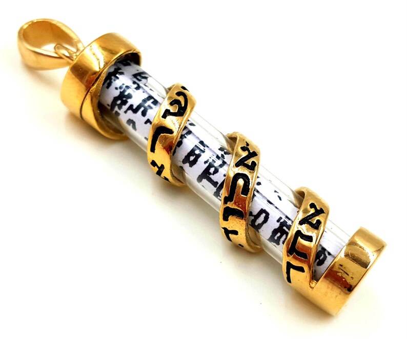 Gold Filled MEZUZAH pendant With scroll parchment Jewish Shema | Etsy