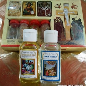 Anointing oil and Holy  water and Baptism set Anointing oil,Jerusalem soil  wood cross in box