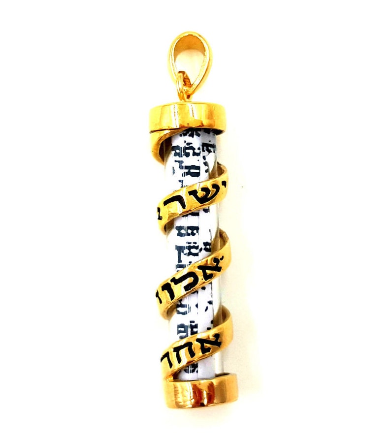 Gold Filled MEZUZAH pendant With scroll parchment Jewish Shema | Etsy
