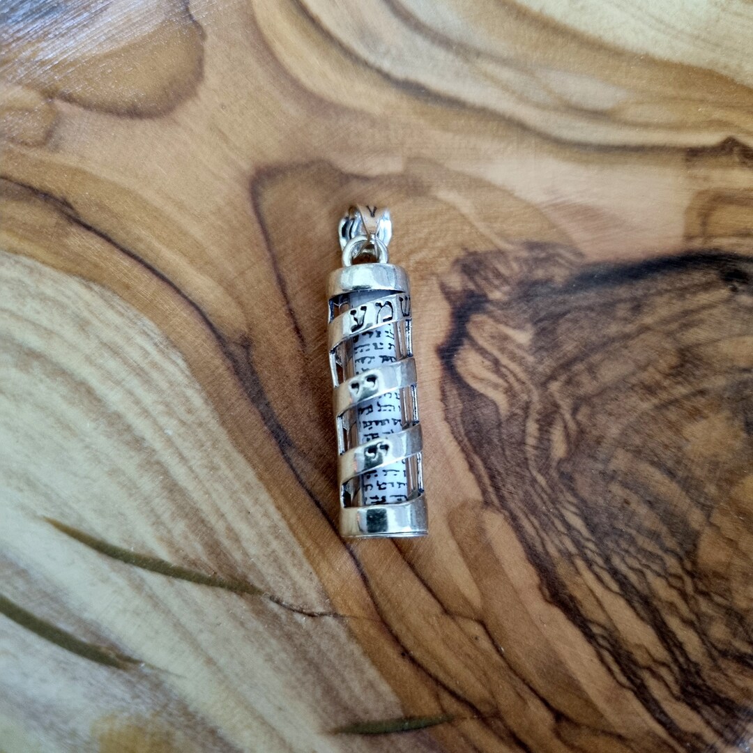 Silver MEZUZAH Pendant With Scroll Parchment Jewish Shema - Etsy