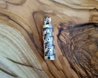 Silver MEZUZAH pendant With scroll parchment Jewish Shema Israel Blessing Mezzuza