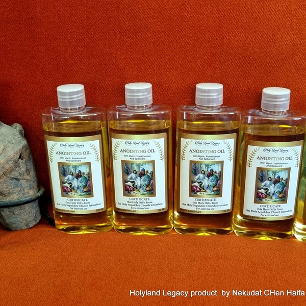 5 Huile d'onction de Jérusalem huile d'olive vierge parfumée Encens, Myrrhe Spikenard 250ml,8.45 Oz,Huile d'onction+Eau bénite 50 ml cadeau !