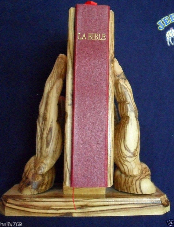 フランス語の聖書　LA SAINTE BIBLE オリーブウッド木製カバー Holy Bible in French With Olivewood Cover on Stand,sainte Bible En