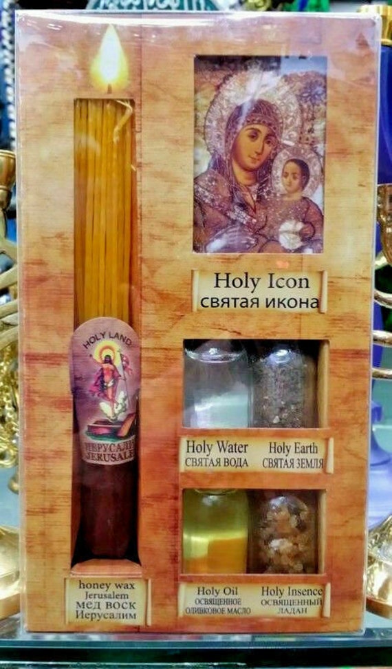 Beeswax Candle Blessed Set Holy Waterjerusalem Soilanointing Etsy