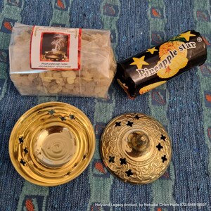 Jerusalem Frankincense  resin incense for cleaning the house + brass burner, Charcoal free,Ладан