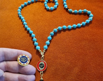 Baha'i 95 prayer beads "Ring stone" symbol 95 beads Bahai gift from Haifa+free gift badge lapel pin