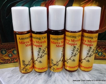 5 Anointing oil roll on bottles from Jerusalem pure fresh virgin olive oil Myrrh scented