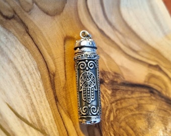 925 sterling silver Mezuzah Pendant Hamssa design made in Israel