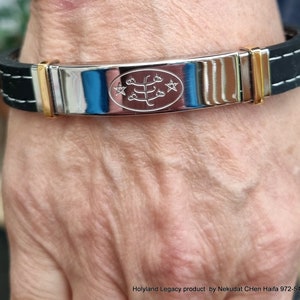 Bracciale Baha'i in acciaio inossidabile con simbolo "Pietra dell'anello" di alta qualità, regalo Bahai da Haifa. Colore nero!