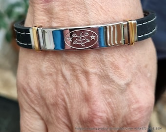 Baha'i "Ringstone" symbol stainless steel High quality Bracelet Bahai gift  from Haifa black
