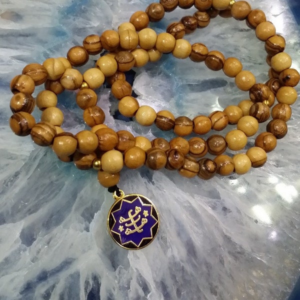 Perles de prière baha'i 95 perles de prières en bois d'olivier Cadeau Bahai de Haïfa