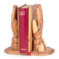 Olive wood Praying Hands with Holy Bible KJV - King James version Olive wood cover Holyland Bethlehem 14.5 c"m,5.7 inch with Holy Soil product logo