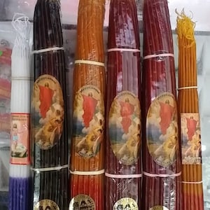 6 Jerusalem Black,Red,Orange ,Green Candles 3x33 Pure Honey beeswax candles , blessed  and lited from Holy Sepulchre church Jerusalem