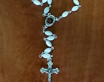 5 Jerusalem  rosary necklace with Mary symbol and holy Jerusalem soil Terra Santa