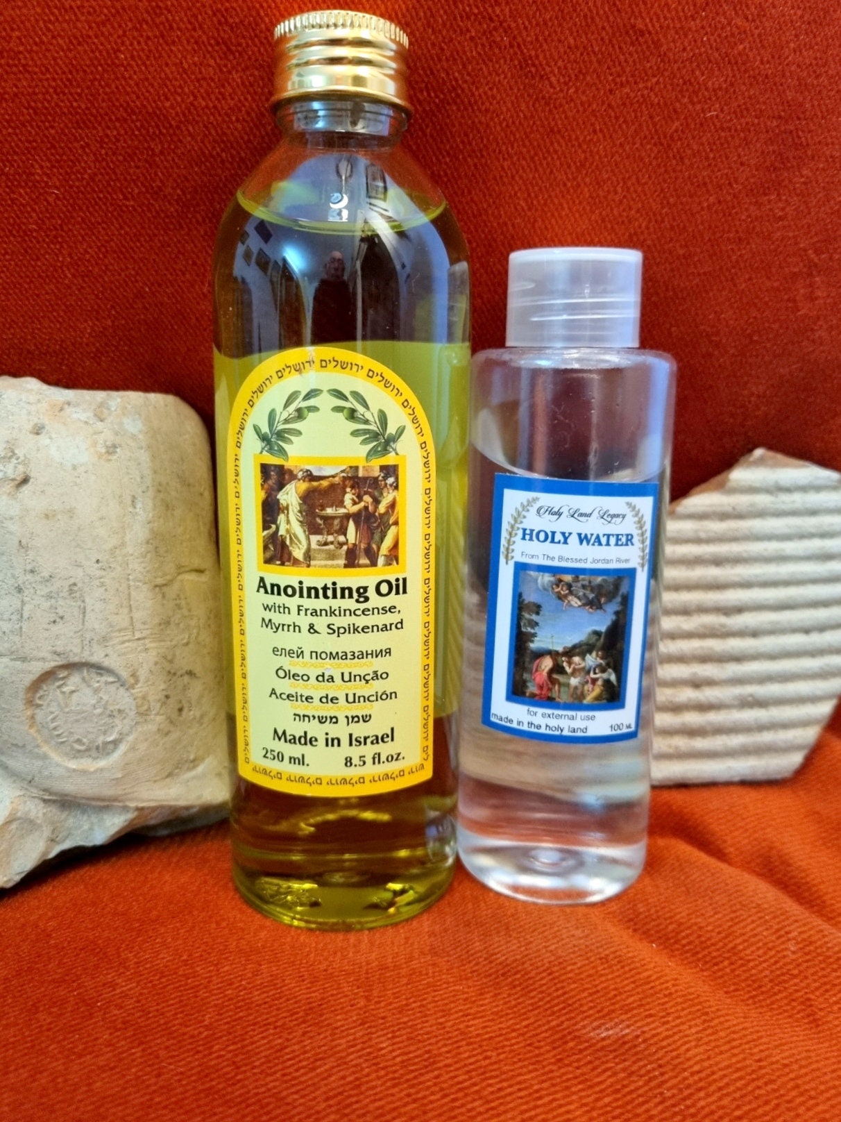 Frankincense Myrrh Nard Anointing Oil 250 Ml,8.5 Fl.oz From Holy Land  Jerusalem and Jordan River Holy Water 100 Ml,3.4 Oz 
